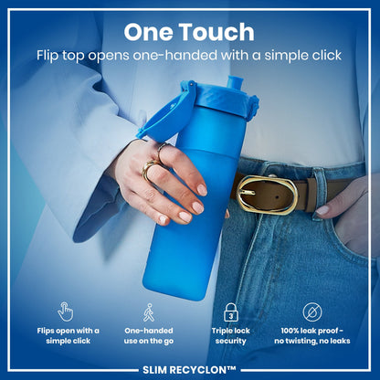 Leak Proof Medium Water Bottle with Straw, Recyclon, Blue, 500ml (18oz)