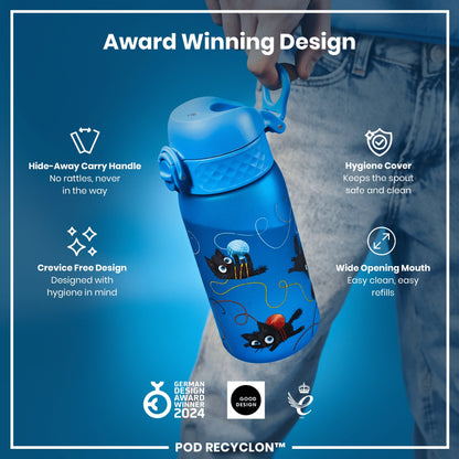 Leak Proof Kids Water Bottle, Recyclon, Cats, 350ml (12oz)