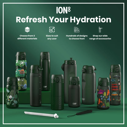 Leak Proof Thermal Steel Water Bottle, Insulated, Dark Green, 320ml (11oz)