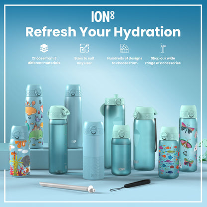 Leak Proof Kids Water Bottle, Recyclon, Blue Unicorns, 350ml (12oz)