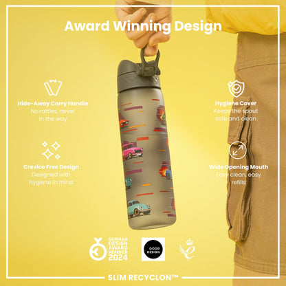 Leak Proof Slim Water Bottle, Recyclon, Sport Cars, 500ml (18oz)