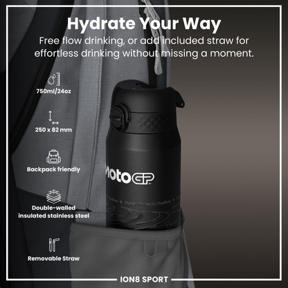 MotoGP x ION8 Insulated Steel Water Bottle, MotoGP Lean, 750ml (24oz)