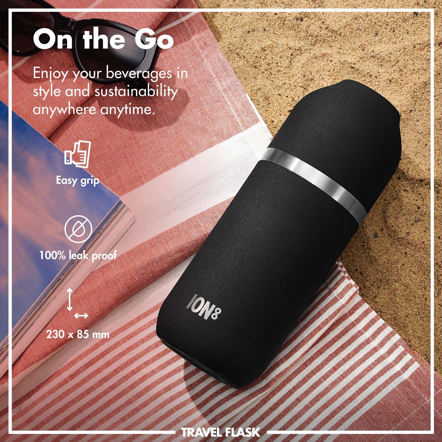 Luma Vacuum Insulated, Flask & Mug, Black, 700ml (24oz)