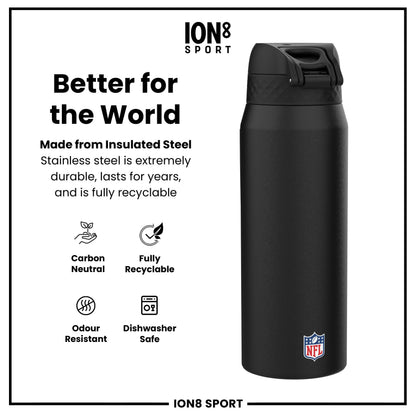 NFL x ION8 Insulated Steel Water Bottle, NFL Saints, 750ml (24oz)