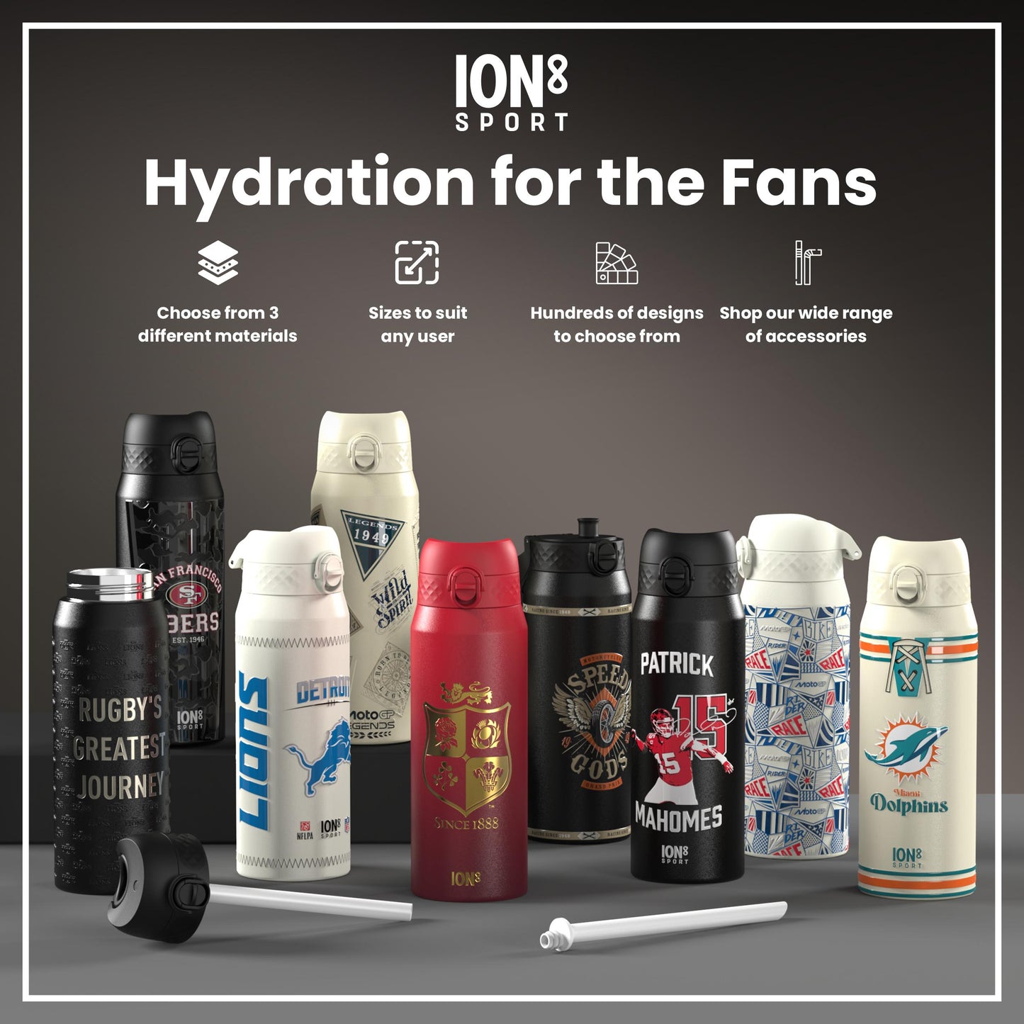 NFL x ION8 Insulated Steel Water Bottle, NFL Steelers, 750ml (24oz)