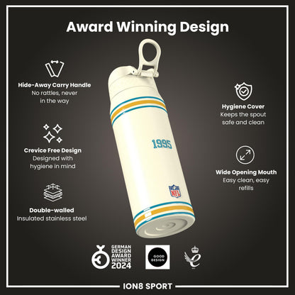 NFL x ION8 Insulated Steel Water Bottle, NFL Jaguars, 750ml (24oz)
