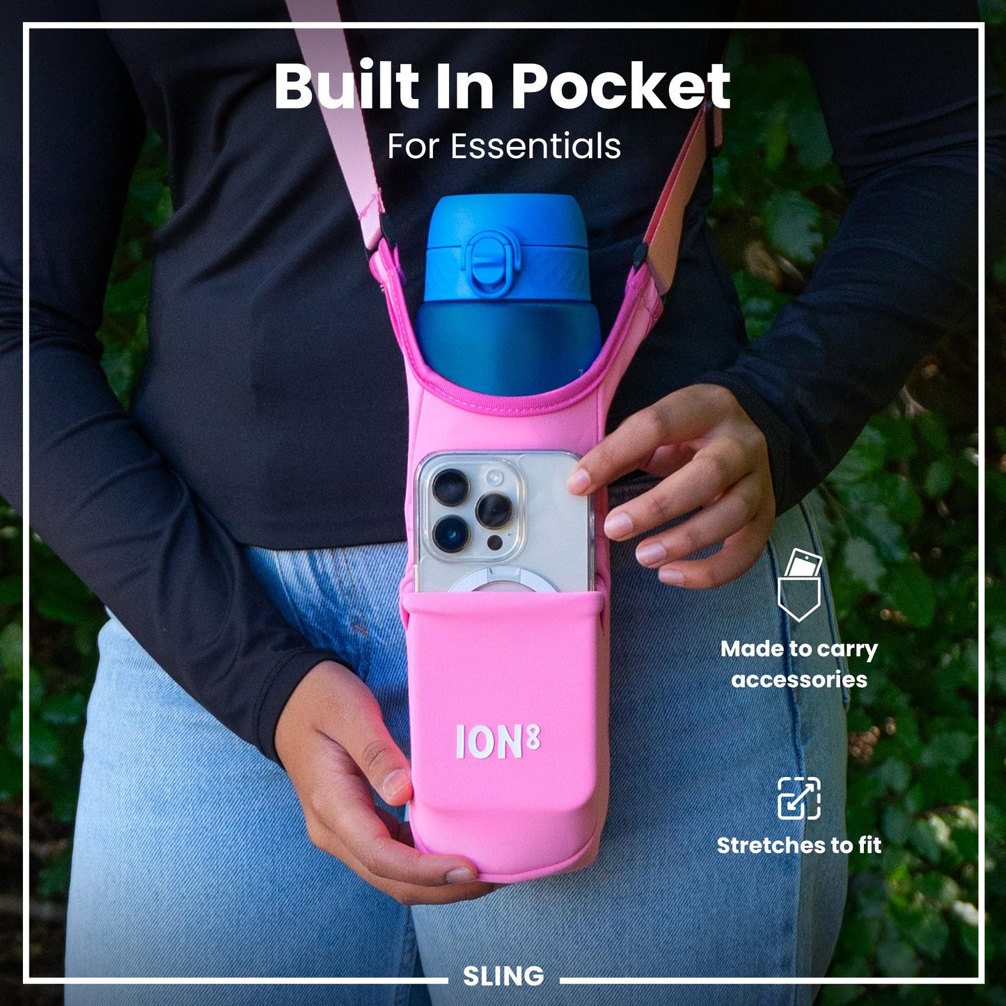 Lightweight, Sling Bottle Bag, Pink